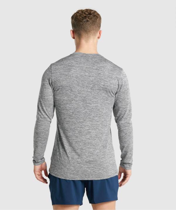 Panske Mikiny Gymshark Arrival Marl Long Sleeve Siva | GB5903678